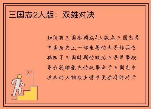 三国志2人版：双雄对决